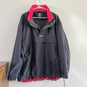 Vintage Chaps Ralph Lauren 90s Style Pullover Jacket w Hood Blue Plaid Green L